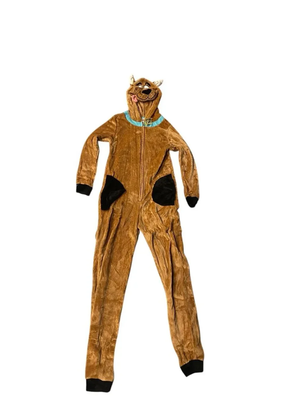 Scooby Doo Costume XS Teen One Piece Plush Hooded Jumpsuit Halloween Cosplay